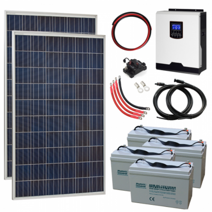 550W 24V Complete Off-grid solar power system with 2 x 275W solar panels - Solar chargex
