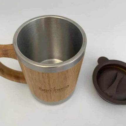 Bambeco Small Natural Bamboo Coffee Mug with handle 330ml - Solar chargex