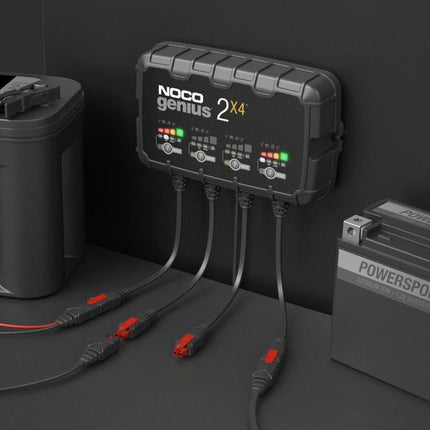 NOCO 4-Bank, 8-Amp Battery Charger, Battery Maintainer, and Battery Desulfator - Solar chargex