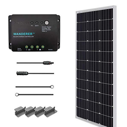 Renogy 100 Watt 12 Volt Monocrystalline Solar Starter Kit with PWM charger controller 30A - Solar chargex