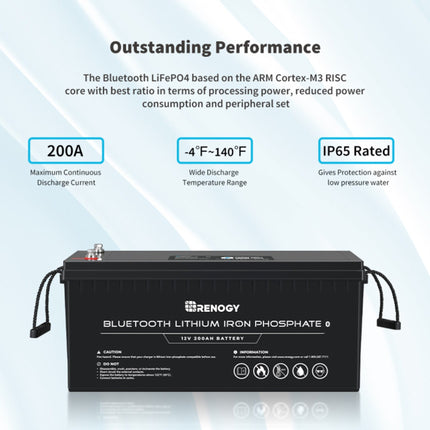 Renogy 12V 200Ah Lithium Iron Phosphate Battery with Bluetooth - Solar chargex
